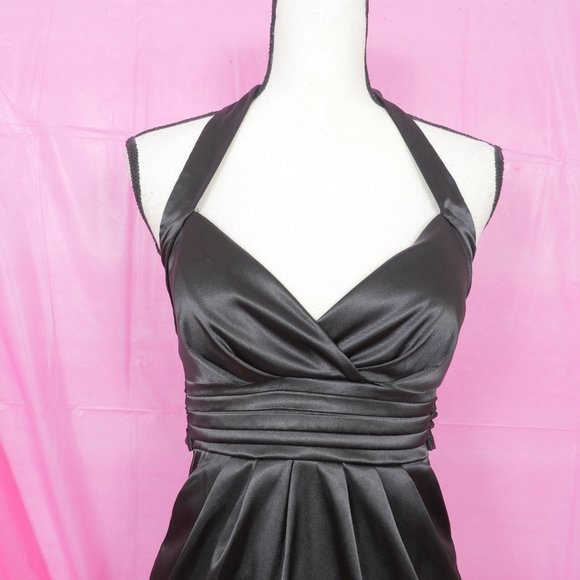 Arden B. Black Satin Halter Size S Party Dress - Picture 3 of 11